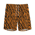 Orange And Black Tiger Stripe Print Men's Athletic Shorts