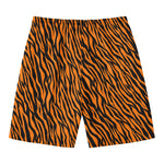 Orange And Black Tiger Stripe Print Men's Swim Trunks