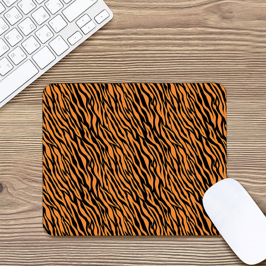 Orange And Black Tiger Stripe Print Mouse Pad