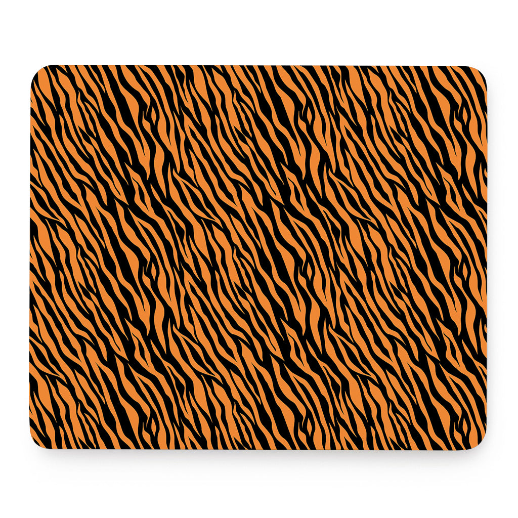 Orange And Black Tiger Stripe Print Mouse Pad