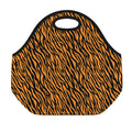 Orange And Black Tiger Stripe Print Neoprene Lunch Bag