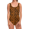 Orange And Black Tiger Stripe Print One Piece Swimsuit