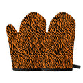 Orange And Black Tiger Stripe Print Oven Mitts