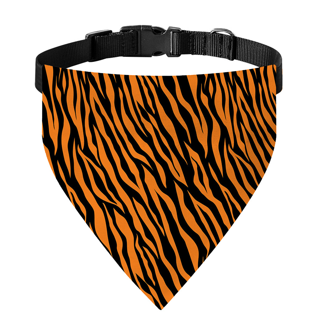 Orange And Black Tiger Stripe Print Over The Collar Dog Bandana
