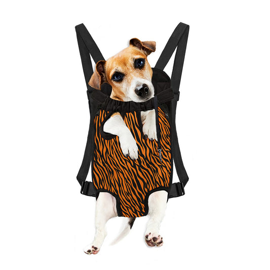 Orange And Black Tiger Stripe Print Pet Carrier Backpack