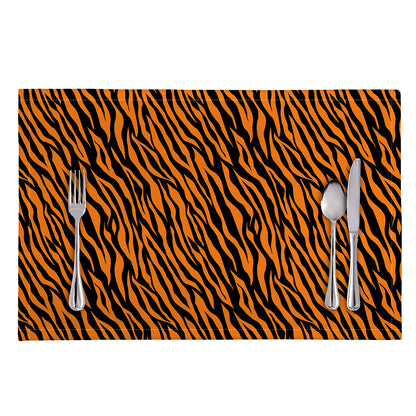 Orange And Black Tiger Stripe Print Placemat