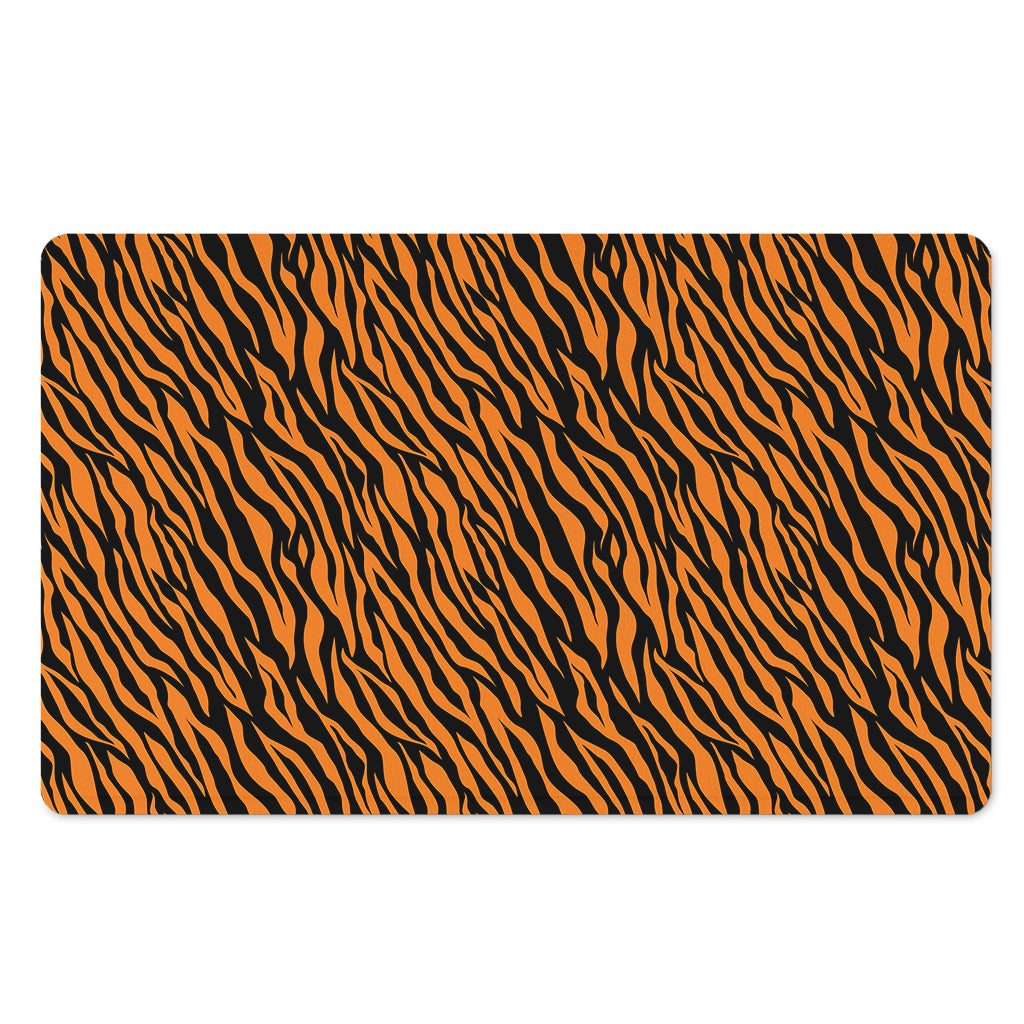 Orange And Black Tiger Stripe Print Polyester Doormat