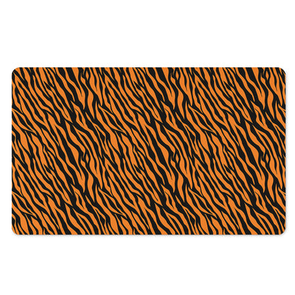 Orange And Black Tiger Stripe Print Polyester Doormat