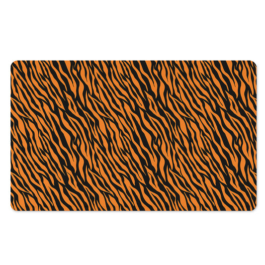Orange And Black Tiger Stripe Print Polyester Doormat