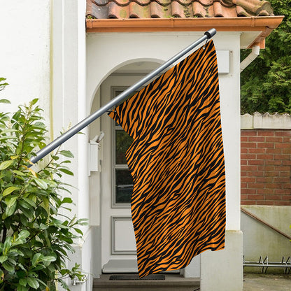 Orange And Black Tiger Stripe Print Polyester Flag