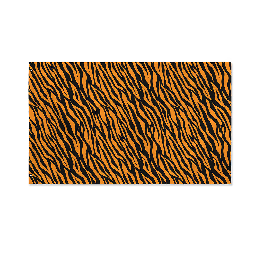 Orange And Black Tiger Stripe Print Polyester Flag