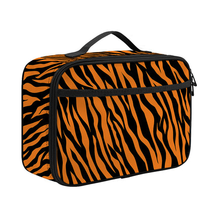 Orange And Black Tiger Stripe Print Portable Lunch Bag