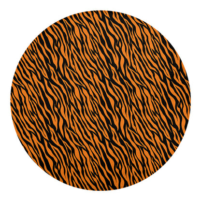 Orange And Black Tiger Stripe Print Round Blanket