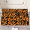 Orange And Black Tiger Stripe Print Rubber Doormat