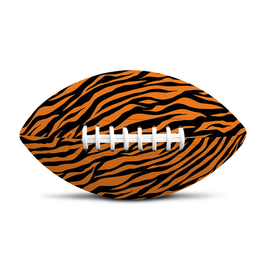 Orange And Black Tiger Stripe Print Rugby Ball