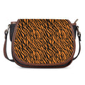 Orange And Black Tiger Stripe Print Saddle Bag