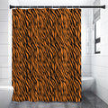 Orange And Black Tiger Stripe Print Shower Curtain