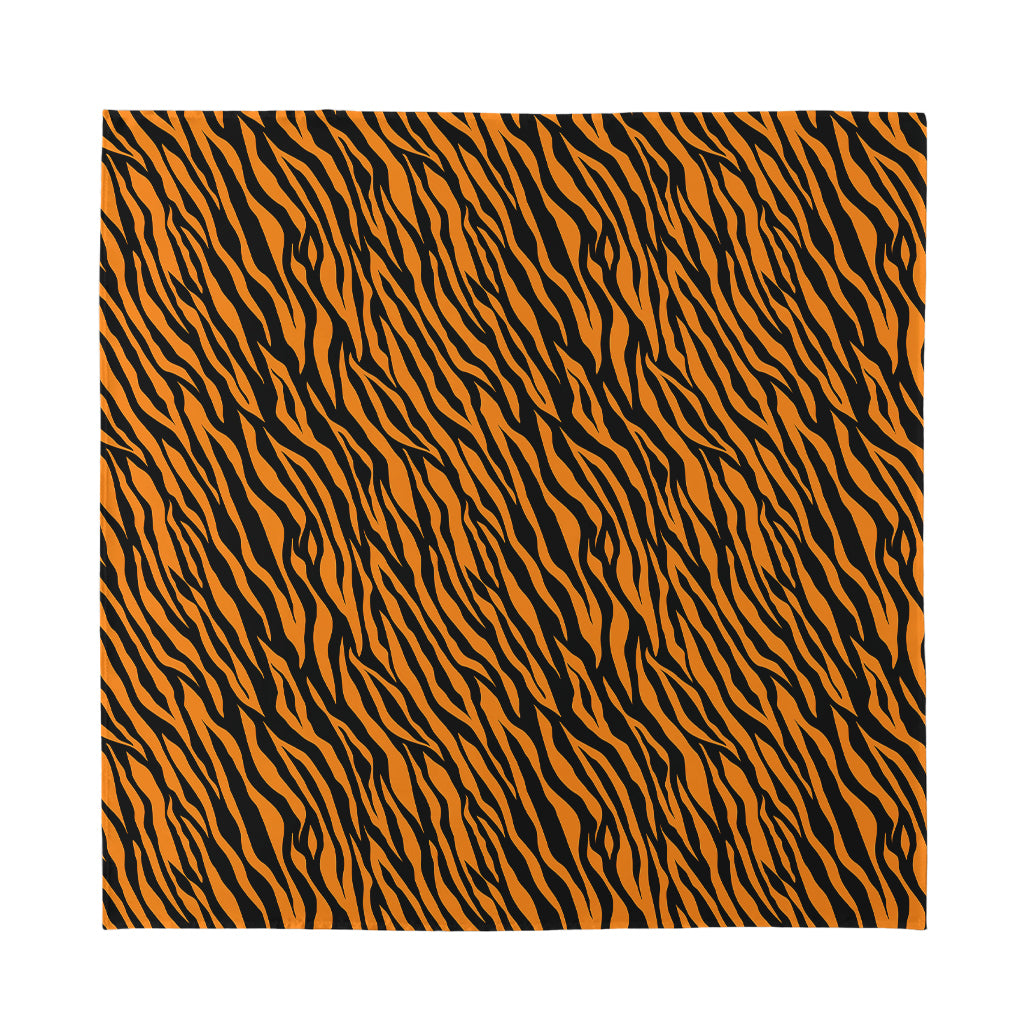 Orange And Black Tiger Stripe Print Silk Bandana