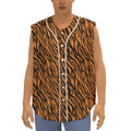 Orange And Black Tiger Stripe Print Sleeveless Baseball Jersey