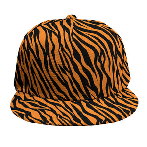 Orange And Black Tiger Stripe Print Snapback Cap