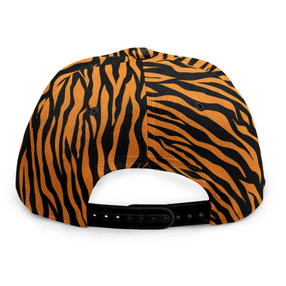 Orange And Black Tiger Stripe Print Snapback Cap
