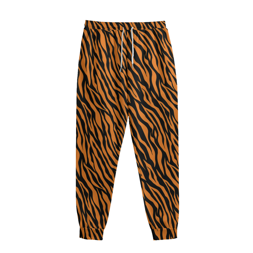 Orange And Black Tiger Stripe Print Sweatpants