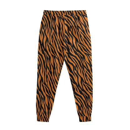 Orange And Black Tiger Stripe Print Sweatpants