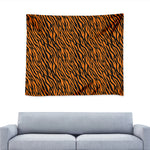 Orange And Black Tiger Stripe Print Tapestry