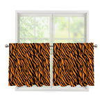 Orange And Black Tiger Stripe Print Tier Curtains