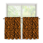Orange And Black Tiger Stripe Print Tier Curtains