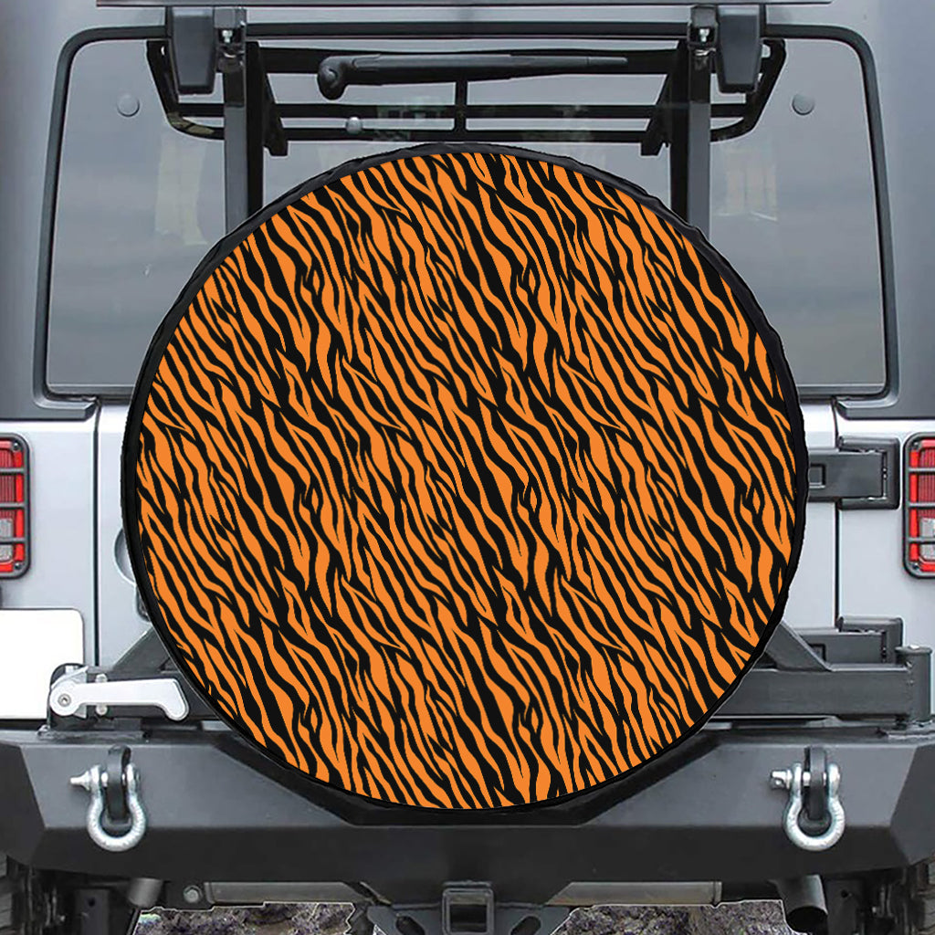Orange And Black Tiger Stripe Print Tire Cover