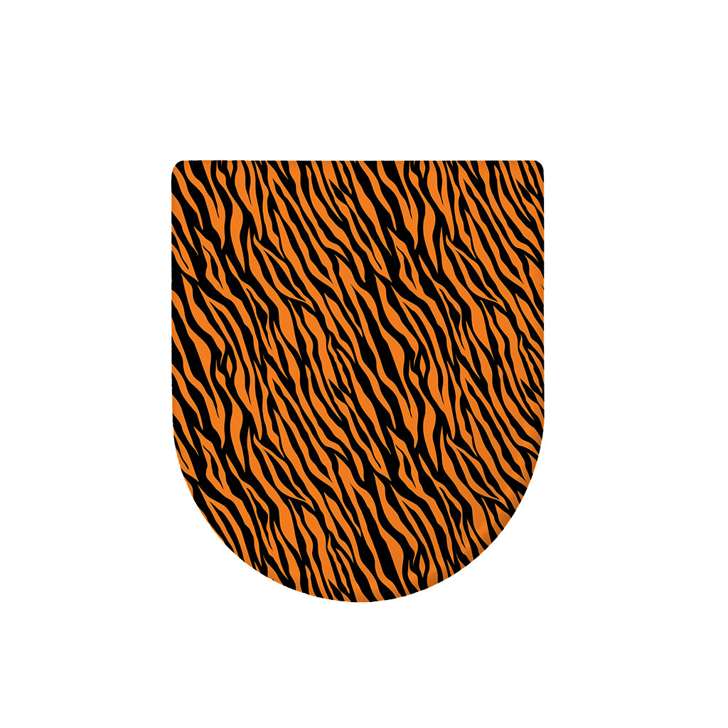 Orange And Black Tiger Stripe Print Toilet Lid Cover