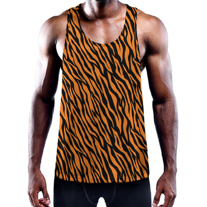 Orange And Black Tiger Stripe Print Training Tank Top