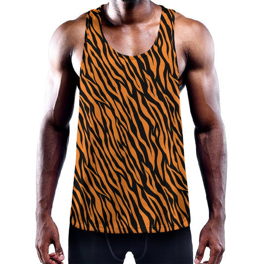 Orange And Black Tiger Stripe Print Training Tank Top