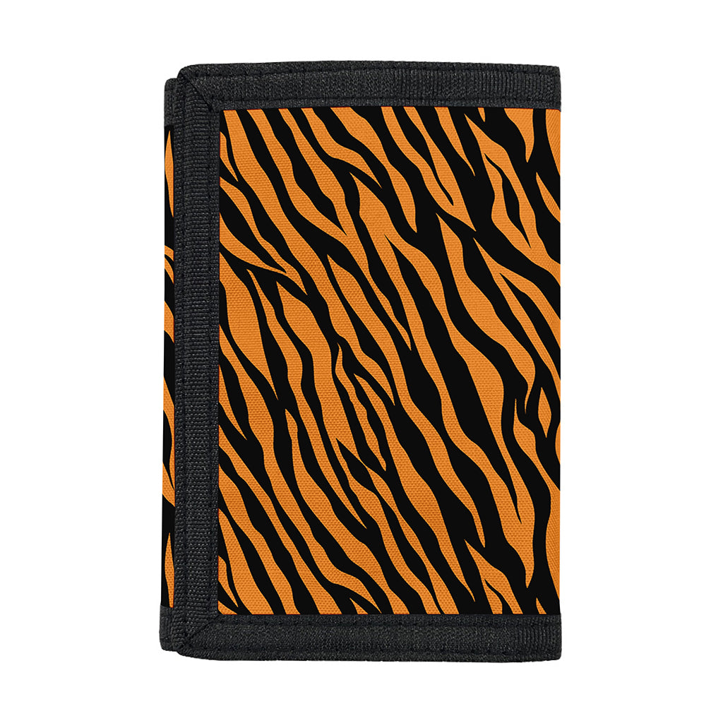 Orange And Black Tiger Stripe Print Trifold Wallet
