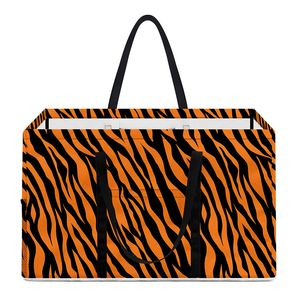 Orange And Black Tiger Stripe Print Utility Tote Bag