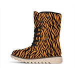 Orange And Black Tiger Stripe Print Winter Boots