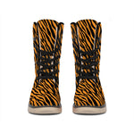 Orange And Black Tiger Stripe Print Winter Boots