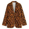 Orange And Black Tiger Stripe Print Women's Blazer
