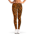 Orange And Black Tiger Stripe Print Women's Leggings
