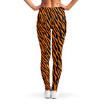 Orange And Black Tiger Stripe Print Women's Leggings
