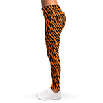 Orange And Black Tiger Stripe Print Women's Leggings