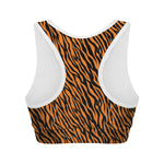 Orange And Black Tiger Stripe Print Women's Sports Bra