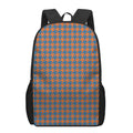 Orange And Blue Houndstooth Print 17 Inch Backpack