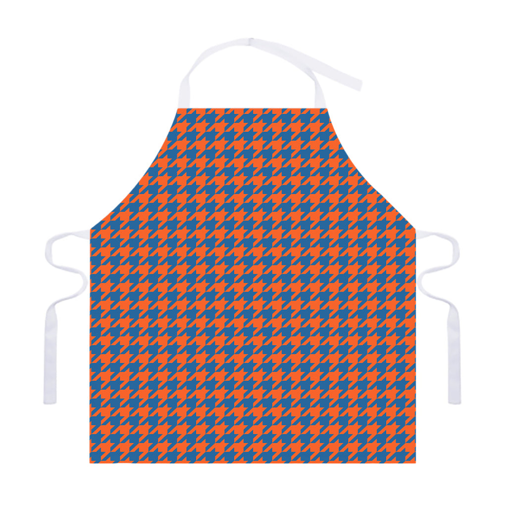 Orange And Blue Houndstooth Print Adjustable Apron