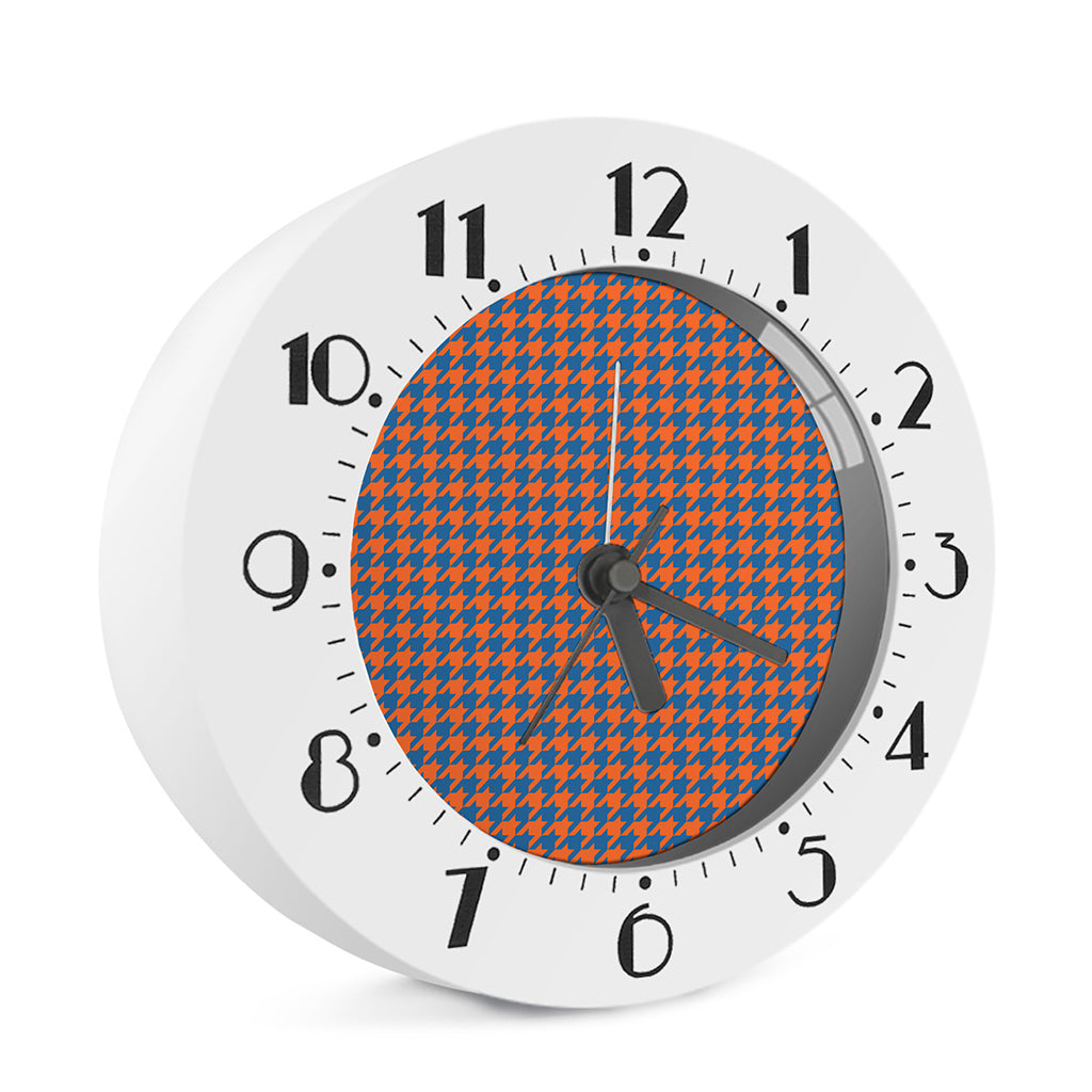 Orange And Blue Houndstooth Print Alarm Clock