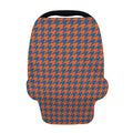 Orange And Blue Houndstooth Print Baby Seat Cover
