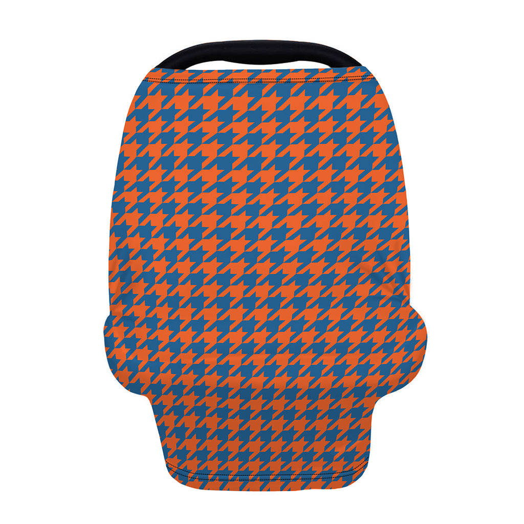 Orange And Blue Houndstooth Print Baby Seat Cover