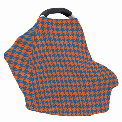 Orange And Blue Houndstooth Print Baby Seat Cover