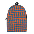 Orange And Blue Houndstooth Print School Backpack